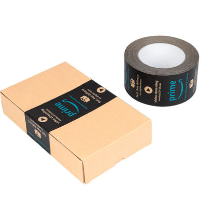 Logotipo personalizado Embalagem marrom Água ativada Fio de goma reforçado Kraft Papel Molhado Rolo de fita adesiva para embalagem Preto