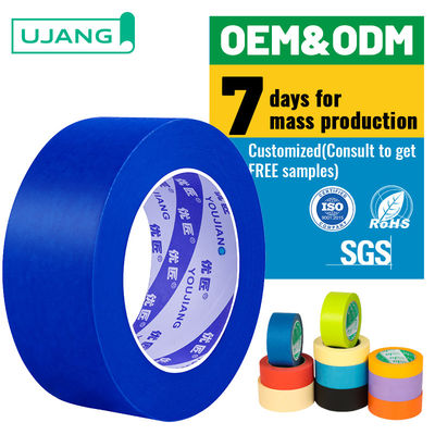Anti-UV 14 dias High Adhesive Crepe Paper Masking Tape Painters Blue Masking Tape para Impressão de Decoração de Interiores