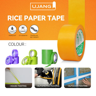 Fita de máscara Washi de papel plano japonês de alta temperatura de 120 graus C para mascaramento de pintura de reparação de automóveis sem resíduos