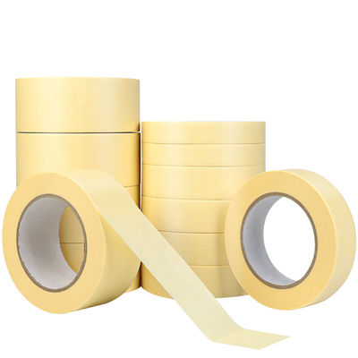 Fita de máscara para pintura amarela resistente aos raios UV, resistente ao calor e à prova d'água para pintura por spray, mascaramento, tamanho personalizado